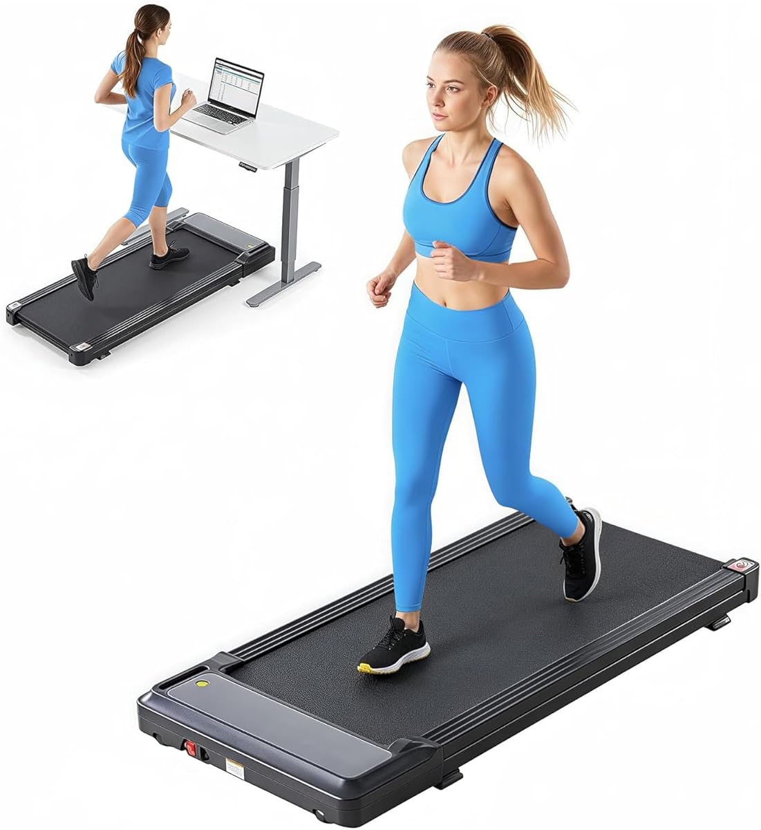 Walking Pad Under Desk Treadmill,3 in 1 Portable Under Desk Treadmills for Home Small Space, Quiet Compact Folding Treadmill with Remote Control, 320 LBS Capacity