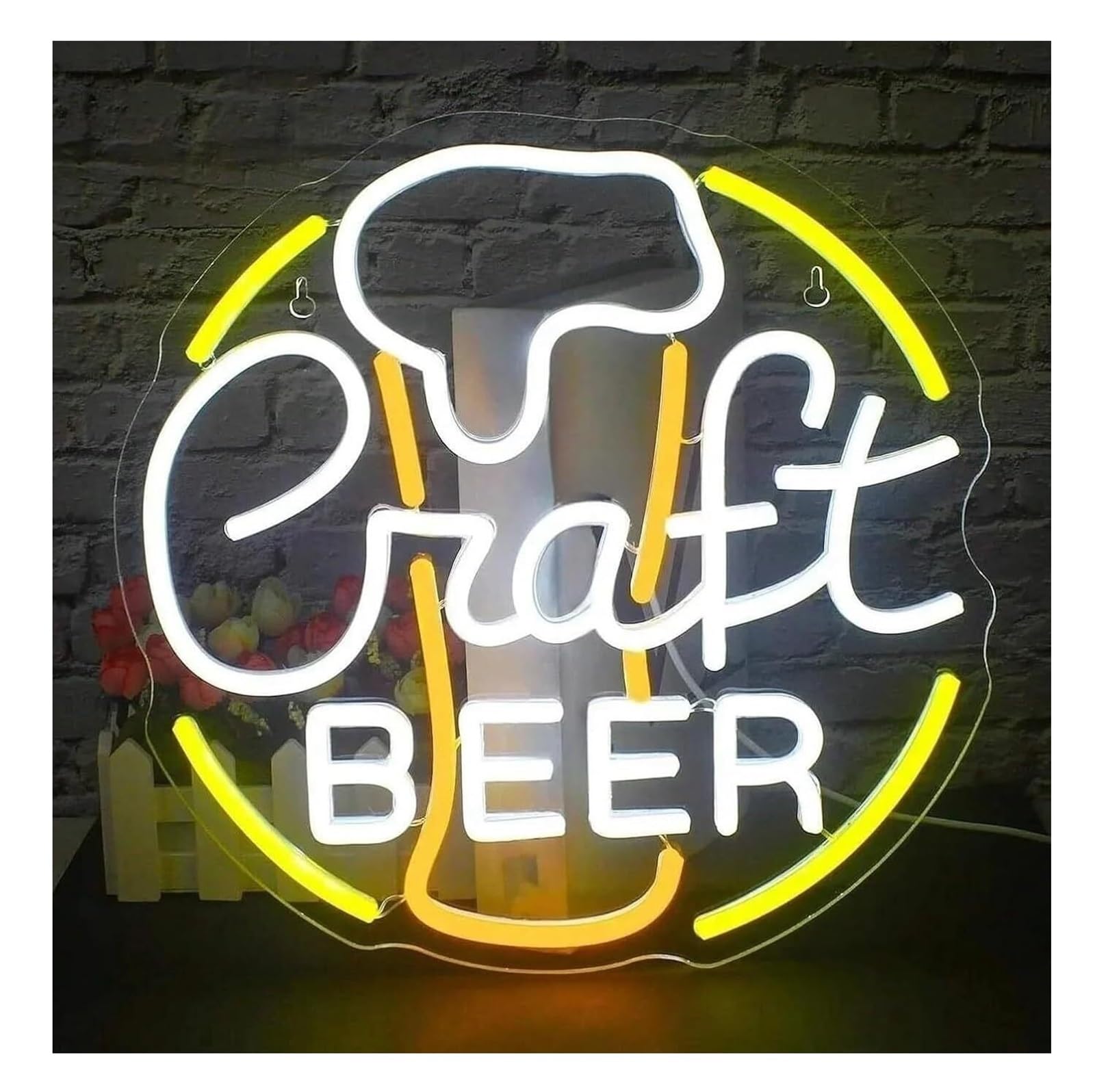 Genérico Luces de neón Letrero de neón iluminado para cerveza artesanal, Para ideal para fiestas, discotecas, bares y restaurantes