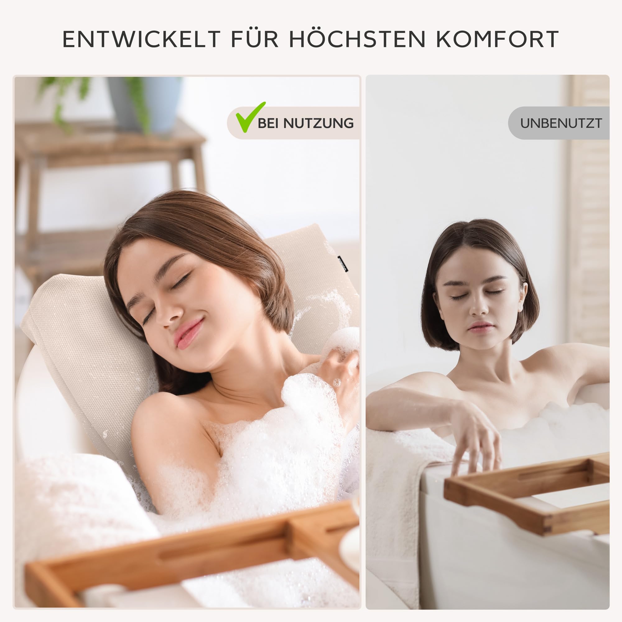 Ergonomisches Badewannenkissen | Premium Wellness Badekissen 3D-Mesh | Schnelltrocknendes Badewannenpolster 50x60cm (Perlmutt)