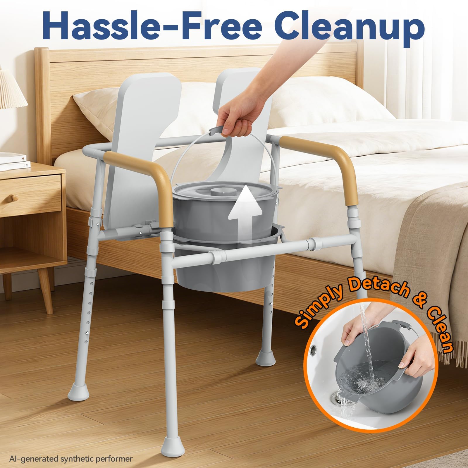 Bedside Commode for Seniors - Easy Height Adjustment -4