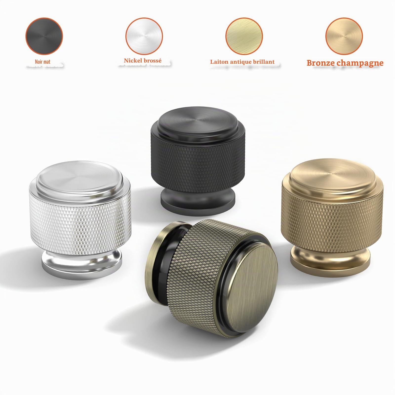 FURNIWARE Lot de 10 boutons de placard en nickel satiné brossé, poignée à trou unique de 25 mm, tirettes d'armoire de cuisine argentées, boutons de porte modernes pour tiroir, commode, garde-robe