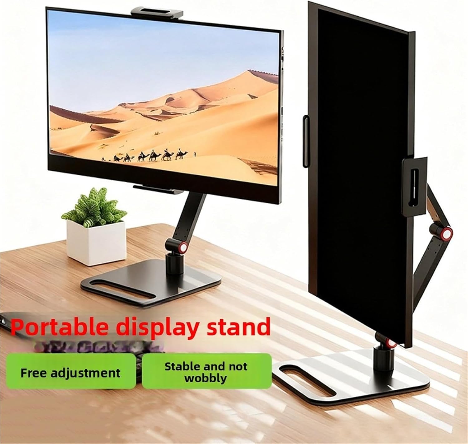 Adjustable Height Punch-Free Universal Monitor Bracket, Foldable Alloy Holder for Portable Monitor & Laptop