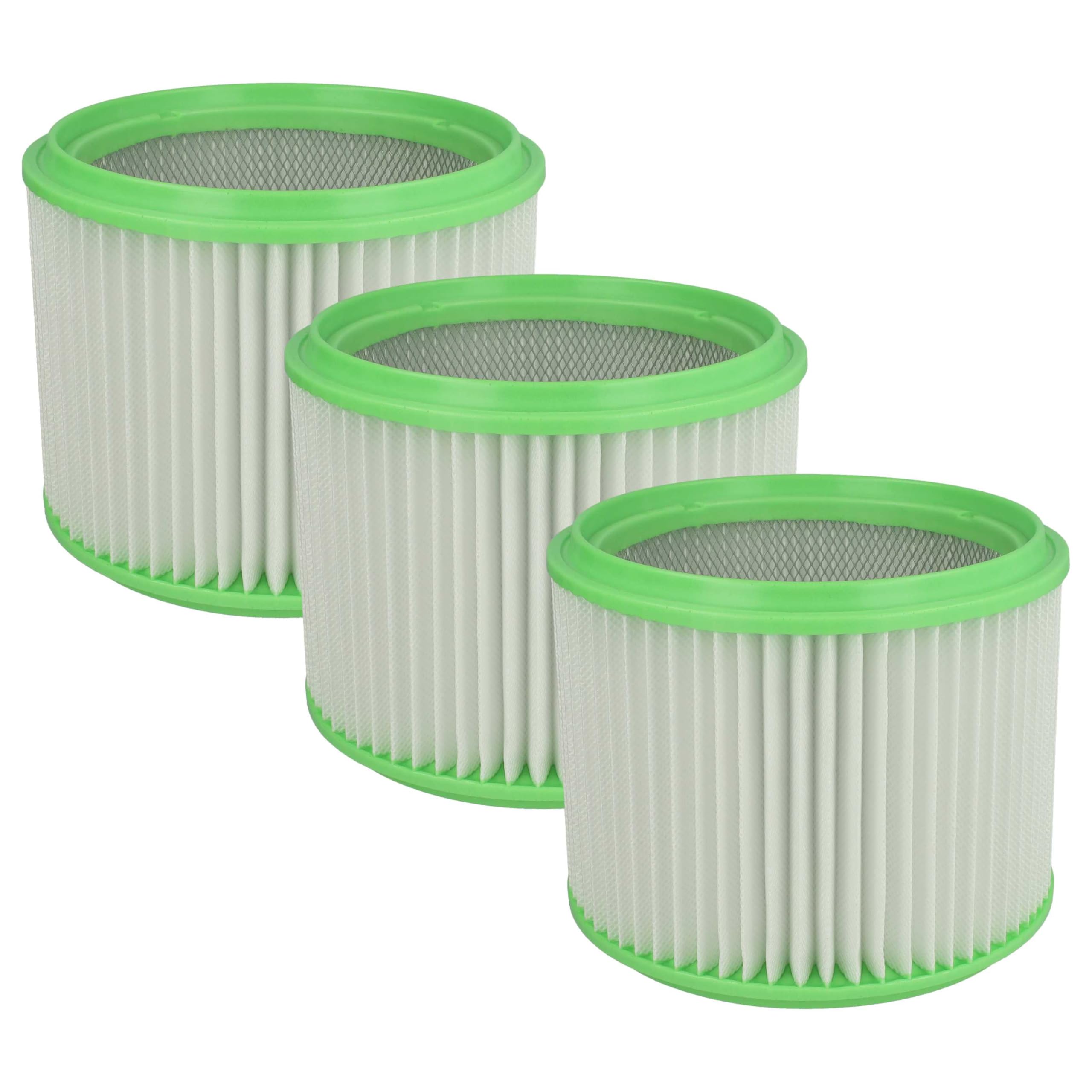 vhbw 3x filtro a pieghe piatte compatibile con Gisowatt ASS 20-35, ASS 20 35 Brico Phenix, ASS 35, ASS 20 aspirapolvere - bianco/verde