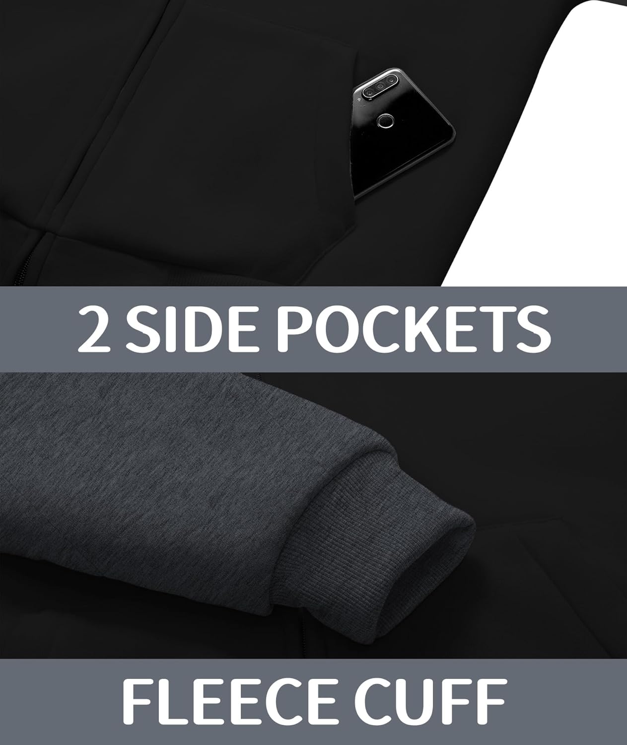 JACKETOWN Mens Fleece Hoodies Winter Zip Up Fleece Jacket Sherpa Fleece Lined Warm Thick Jacket Coat - Image 6