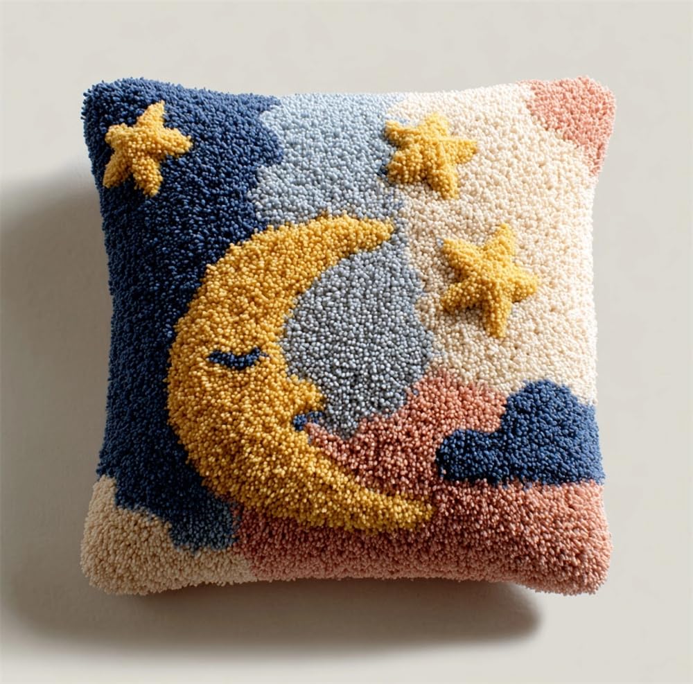 Kitphoenix Stars And Moon Latch Hook Cushion Kits For Adults