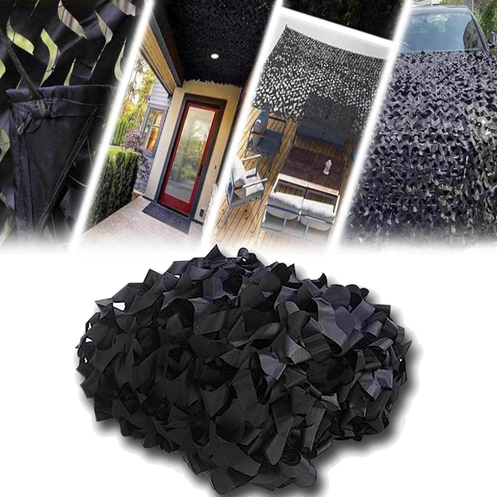 Camouflage militaire voile ombrage renforcé noir haute densité 5x10m