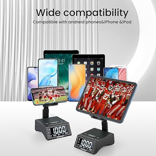 Miniatura 7 de JTEMAN Reloj portátil con altavoz Bluetooth con soporte para teléfono, regalos para hombres y mujeres, soporte estable y ajustable para tableta con