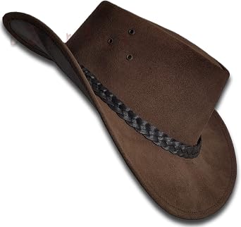 قبعة Oztrala جلد جلد البقر رعاة البقر الرجال الاسترالية Outback Western Aussie Black Brown HL32 Flinders