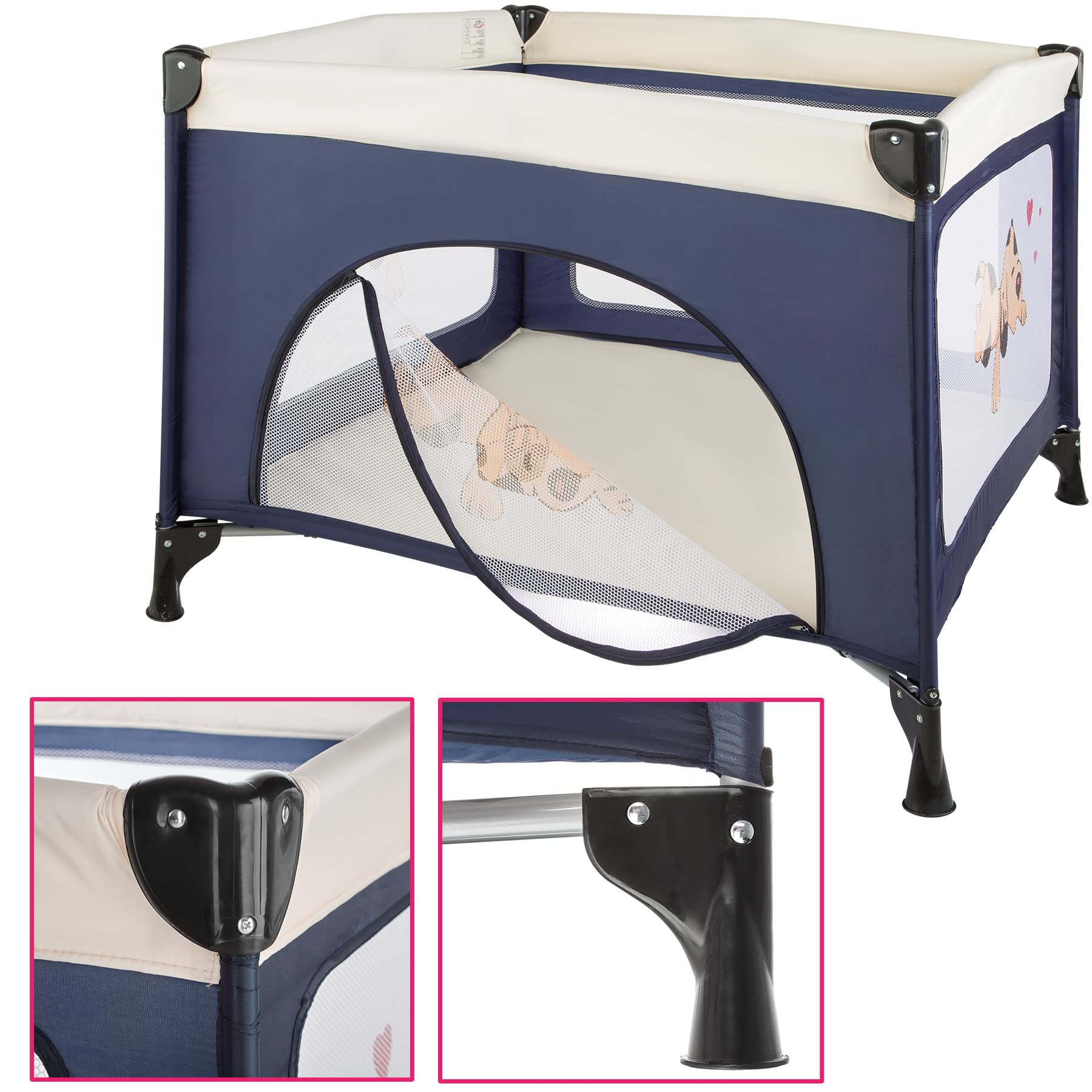 TecTake 402205 Parc pour Bébé Lit de Bébé Parc avec Matelas et Sac de Transport, pliage, bleu