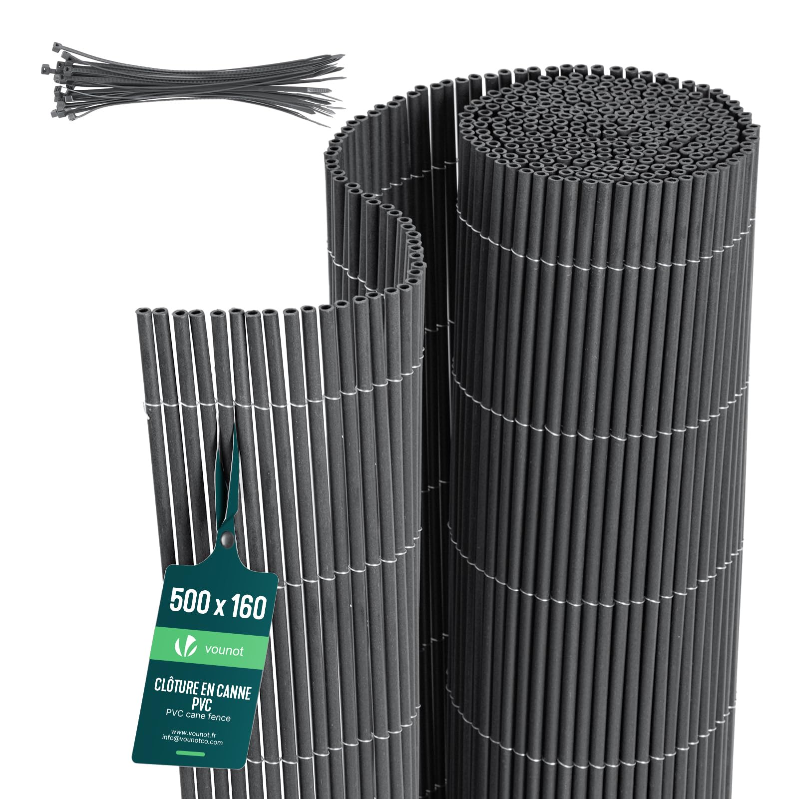 VOUNOT® Cañizo de PVC Imitación a Mimbre Cerramiento Mimbre Artificial en PVC Alta Durabilidad con Bridas Cañas Enteras de 7,5 mm Valla de Decoración para Jardín y Terraza Ocultación Exterior 1x5M — view 12