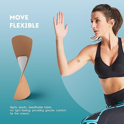 Miniatura 3 de Vendajes adhesivos de tela flexible, 100 unidades, vendaje de primeros auxilios sin látex con almohadilla antiadherente para cuidado de heridas,