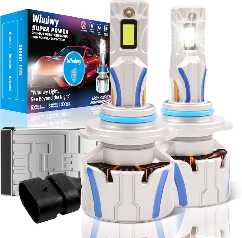 Lâmpadas LED 9006 para farol de neblina ou uso off-road WhuiWy, 6500 K, 40.000 lm – Par