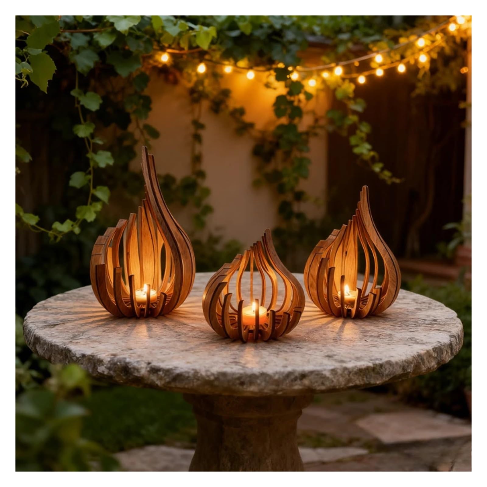 Portavelas de Madera Portavelas Hecho a Mano con Obras de Arte Madera. Decoración navideña/de Escritorio, decoración romántica for Cena a la luz Las Velas