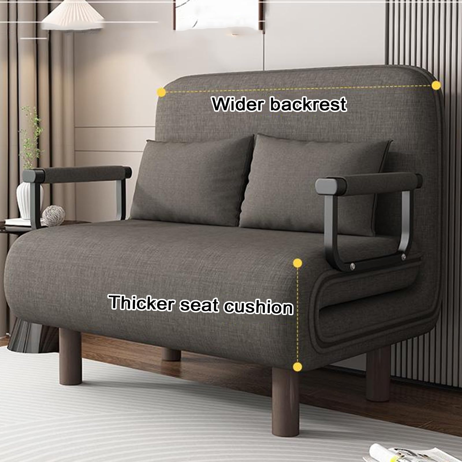 Klappsofa mit Schlaffunktion Modern Baumwoll- und Leinenstoff Ergonomie