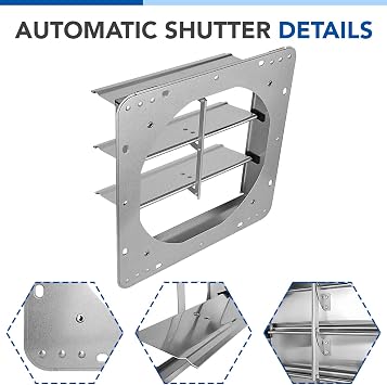 iPower 12-Inch Square Aluminum Automatic Gravity Shutter Louver Vent, Silver,2-Pack