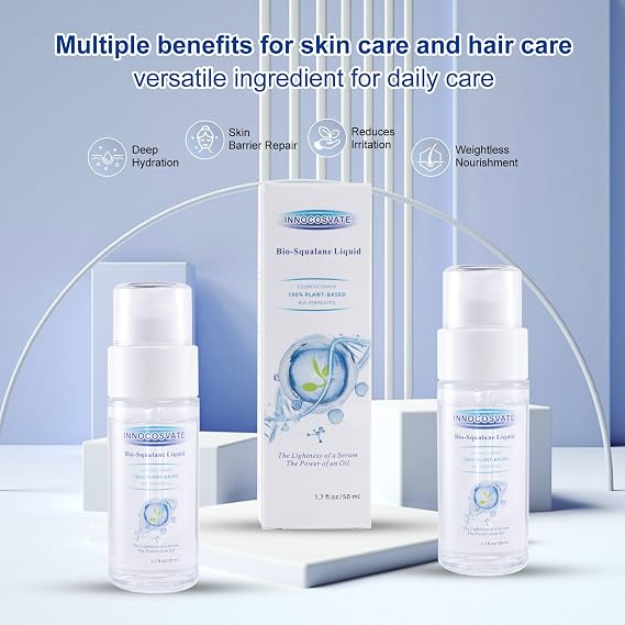 100% Plant-Based Squalane Oil Bio-Fermented Skin Barrier Repair Serum, Anti-Aging Moisturizer, Non-Greasy Hydration for All Skin Types