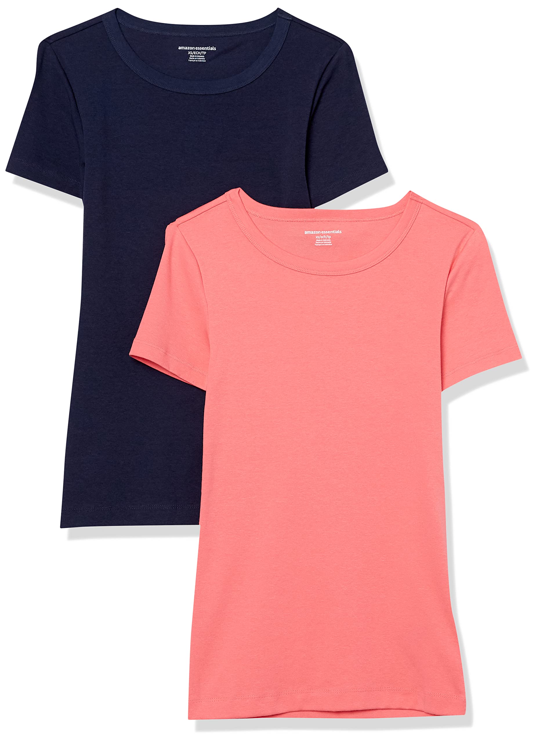 Amazon Essentials Damen Kurzärmeliges T-Shirt mit Rundhalsausschnitt, Schmale Passform