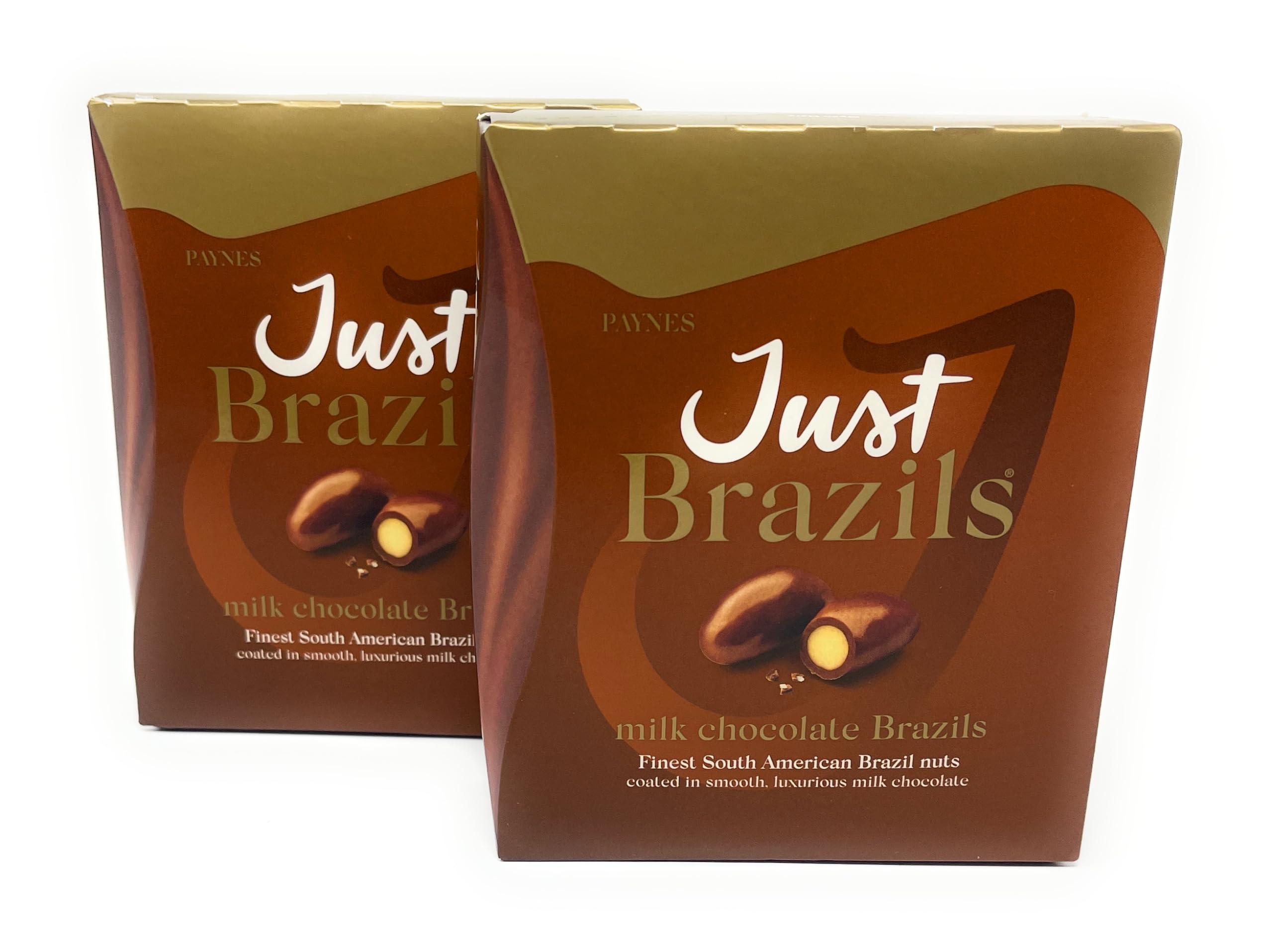 Just Brazils Milk Chocolate Brazil Nuts by Paynes - Chocolate Christmas Stocking filler - Suitable for Vegetarians 150g (Pack of 2)