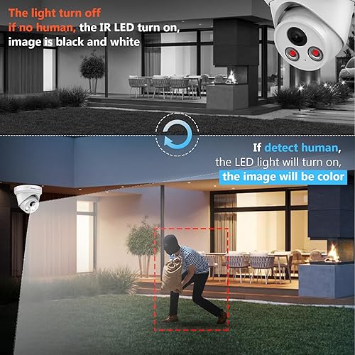 Miniatura 3 de PANOEAGLE Starlight - Torreta de cámara IP POE de 8 MP, cámara de seguridad 4K para exteriores con micrófono integrado, ranura para tarjeta SD,