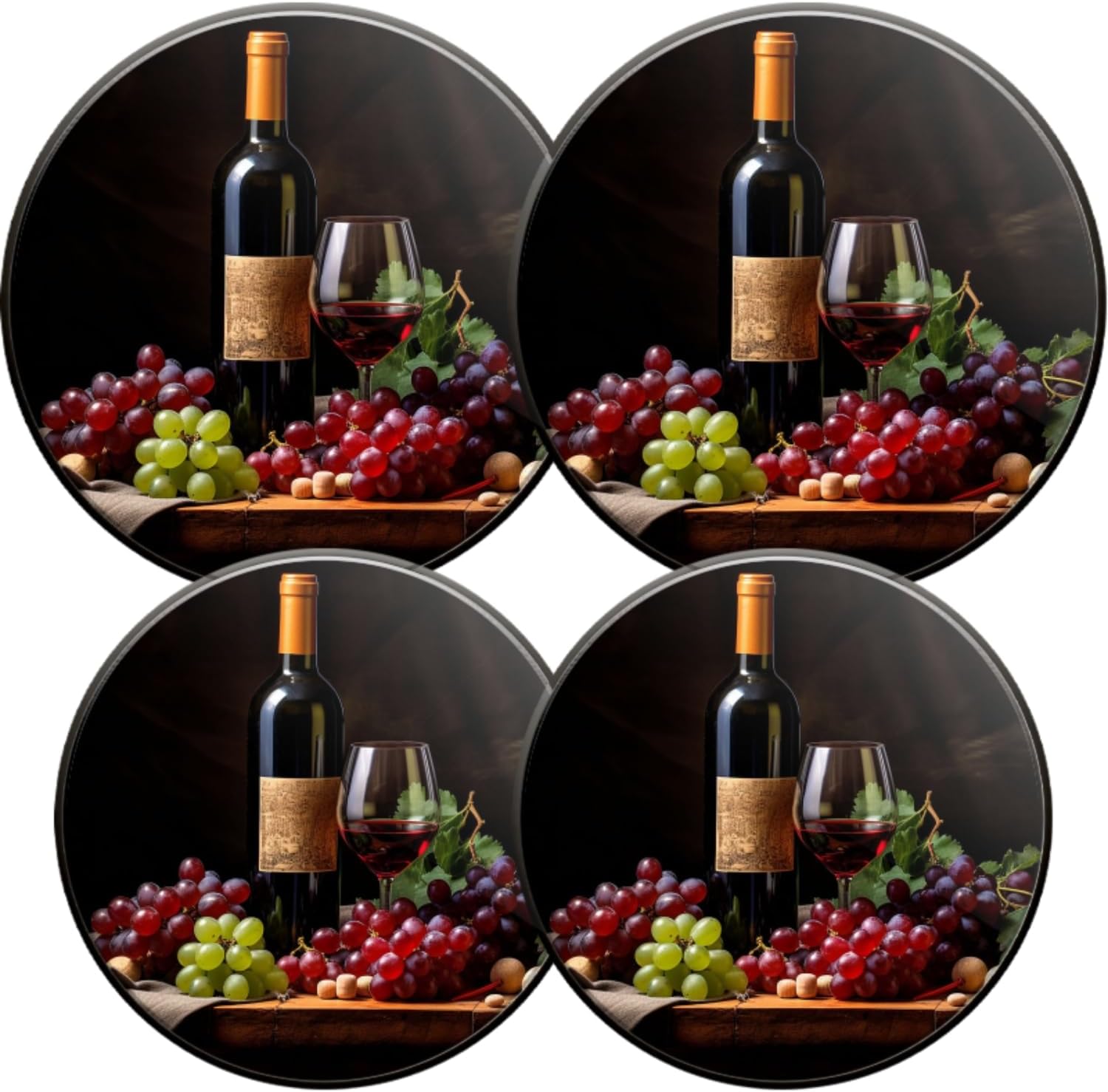 Gas Stove Burner Covers,Set of 4,Covers for Electric Stovetop Kitchen,8 Inches and 10 Inches,Red Wine And Grapes