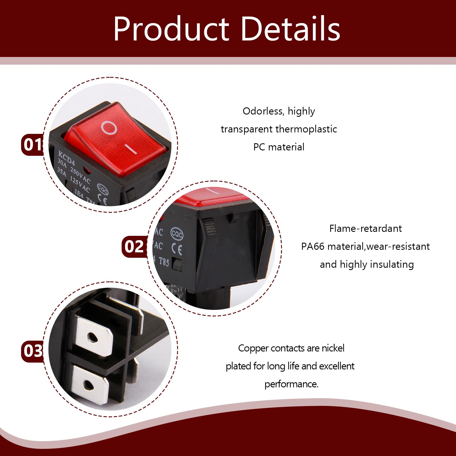 Rocker Switch for Numatic 'Henry' Hoover Vacuum Cleaner 30A Welder Welding Machine 4-Pin Boat Type ON/OFF Circuit Switch Red Replacement Button Easy Installation Perfect for Home Appliances - Image 3