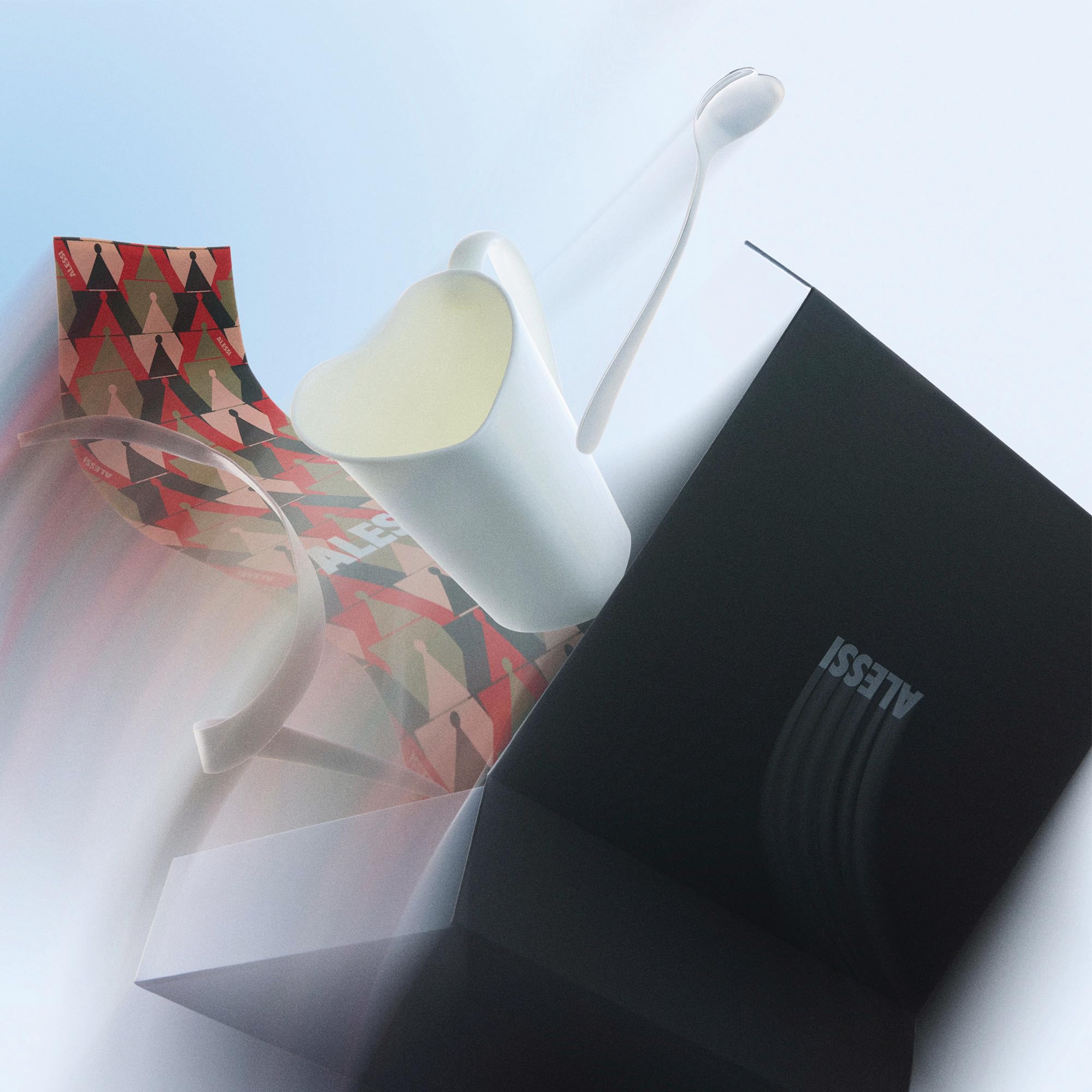 Alessi MMI24CUSET zestaw filiżanek i łyżeczek, porcelana kostna i stal nierdzewna 18/10, wielokolorowy