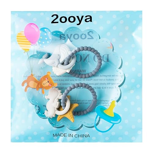 Miniatura 7 de Juguetes mordedores de silicona para bebés, 2 piezas de anillo de dentición temático de verano con temática de océano y playa, mordedores suaves,