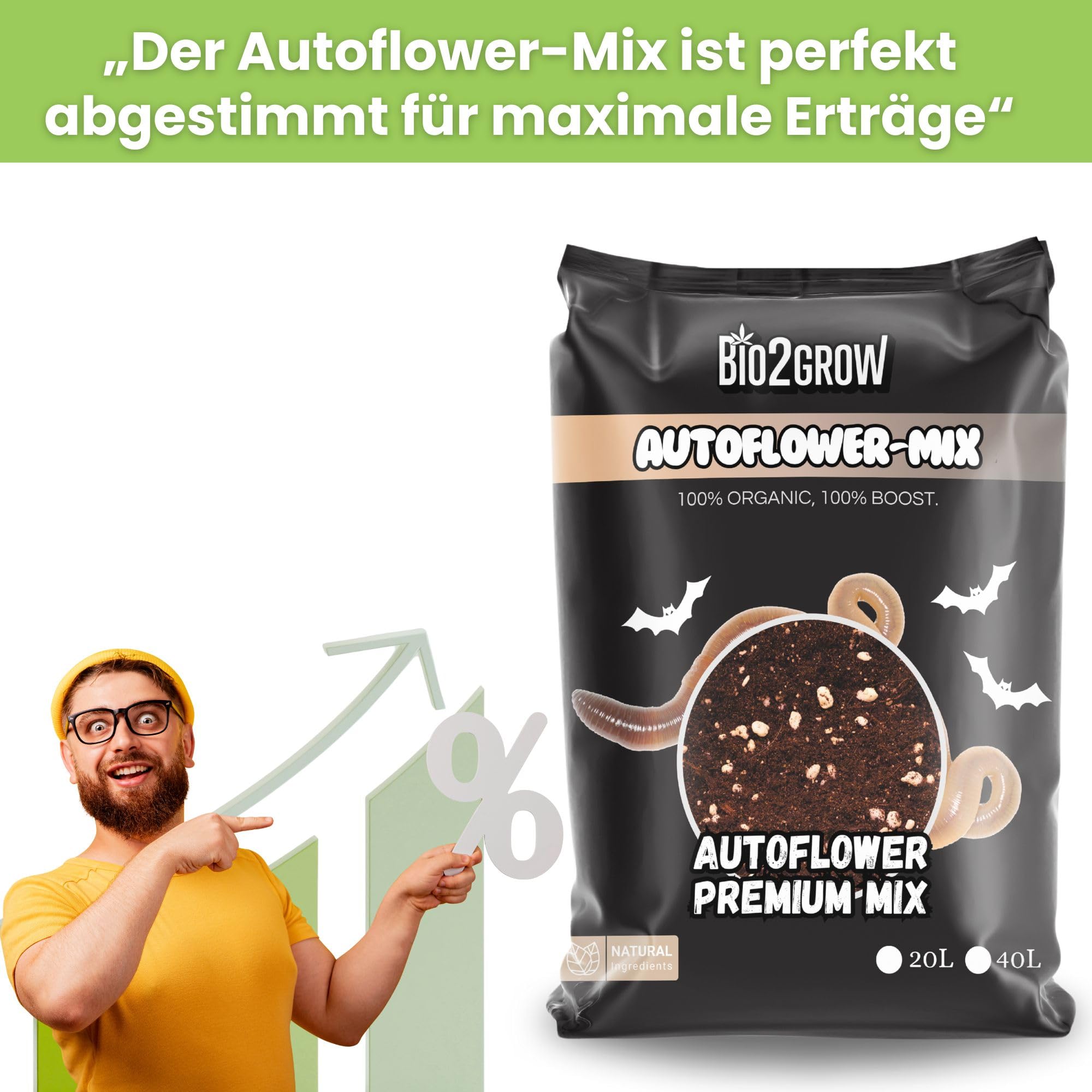 Autoflower Mix 80 Liter - Automatik Indoor & Outdoor Blumenerde für Pflanzen Leichte Mischung Gemüse Anbau Supermix