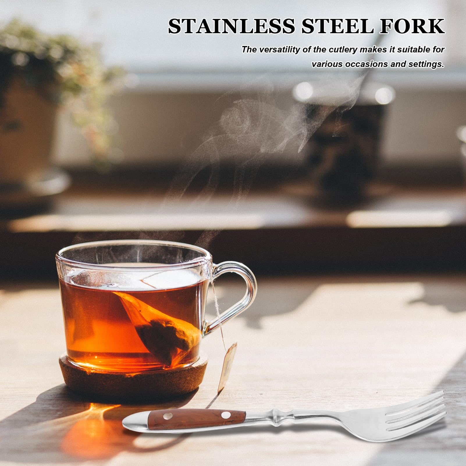 Cabilock Stainless Steel Dessert Fork with Handle Portable Cutlery for Tea Cake and Appetizers Elegant Dining Utensil for Home and Parties