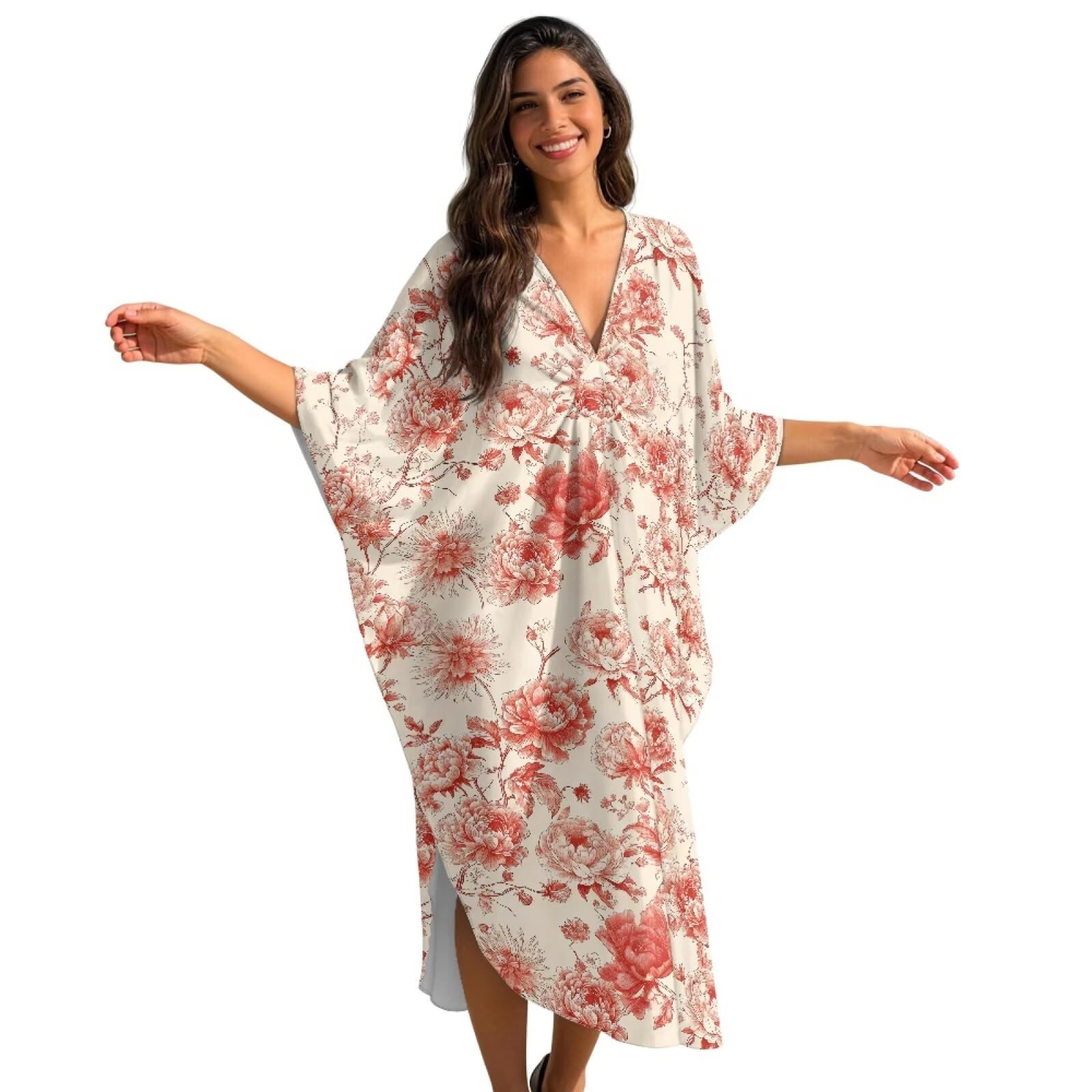Copricostume da spiaggia da donna, con scollo a V, maxi abito da spiaggia, taglie forti, abbigliamento estivo da casa morbido