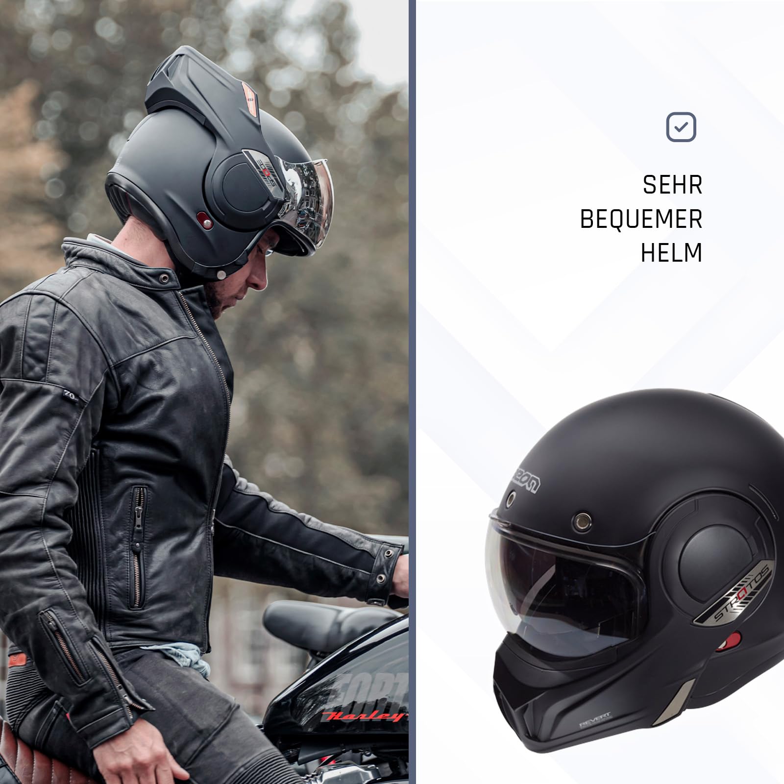 BEON Stratos Motorradhelm - Systemhelm Klapphelme mit Visier und Sonnenblende - Rollerhelm Sonnenblende - Motorrad Helm Damen & Herren - Integralhelm 180° Klappbar - Anti-Kratz-Visier - L