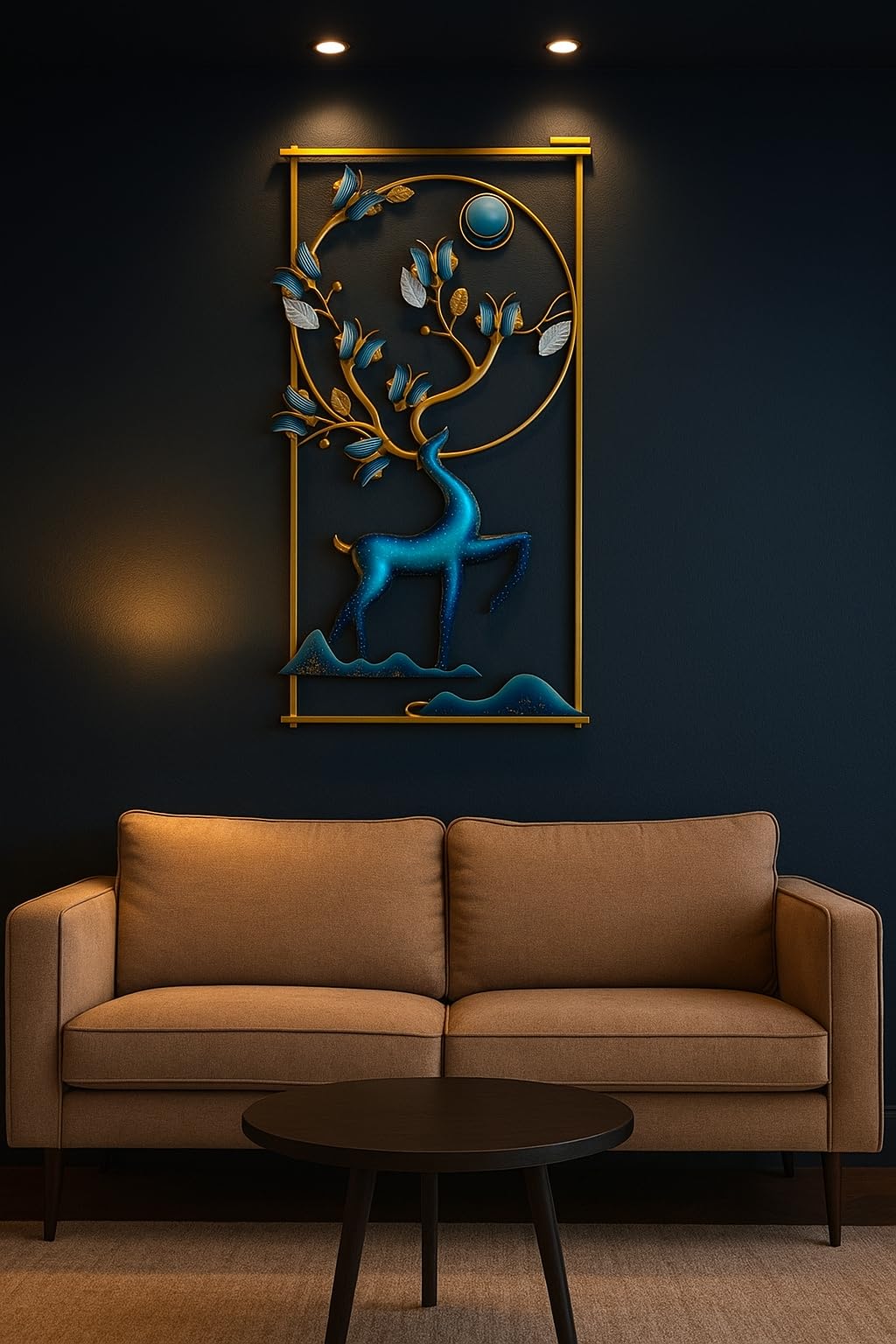 RSN Wall Art Deer And Butterfly Metal Frame with LED, Wall Sculpture for Living Room, Bedroom, Office Decoration Wall Hanging for Home Decorative-A2 3
