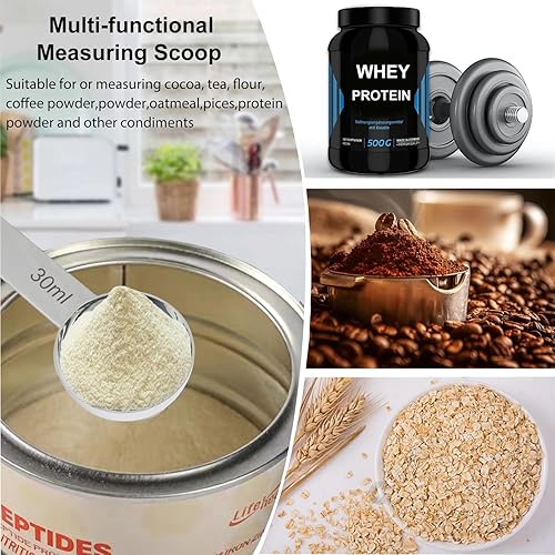 Miniatura 7 de Cucharas medidoras de acero inoxidable con cucharada medidora de 1.0 fl oz y 1.4 fl oz, cuchara medidora de metal de doble cara para seco o líquido,