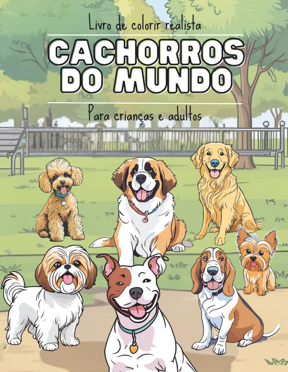 Livro de Colorir Cachorros do Mundo Realistas - para crianças e adultos
