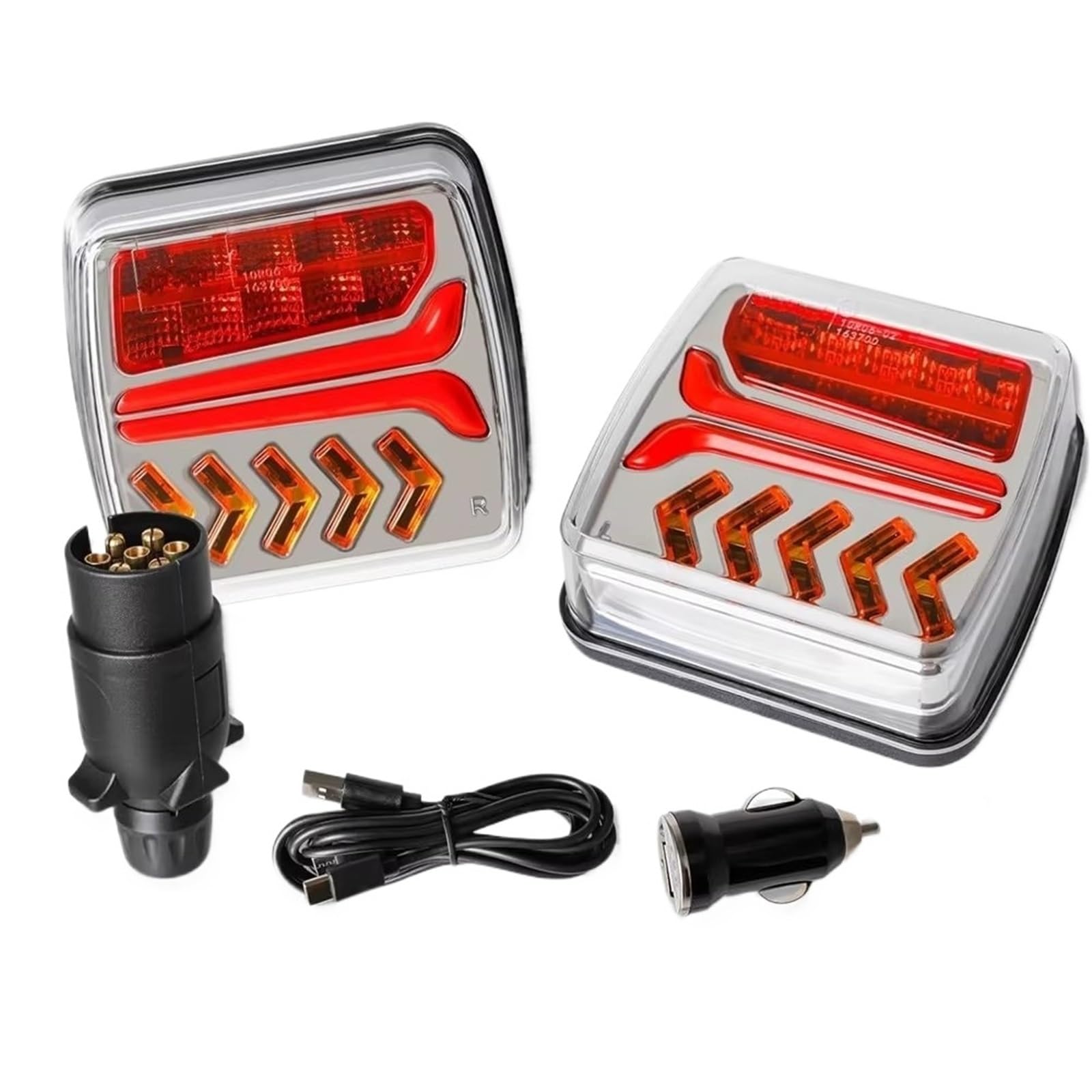 Piloto Traseros Led Luz Trasera LED Magnética Inalámbrica 12V/24V 30M para Remolque Caravana Autocaravana Camión Furgoneta Camper Señal Freno Faro Trasero