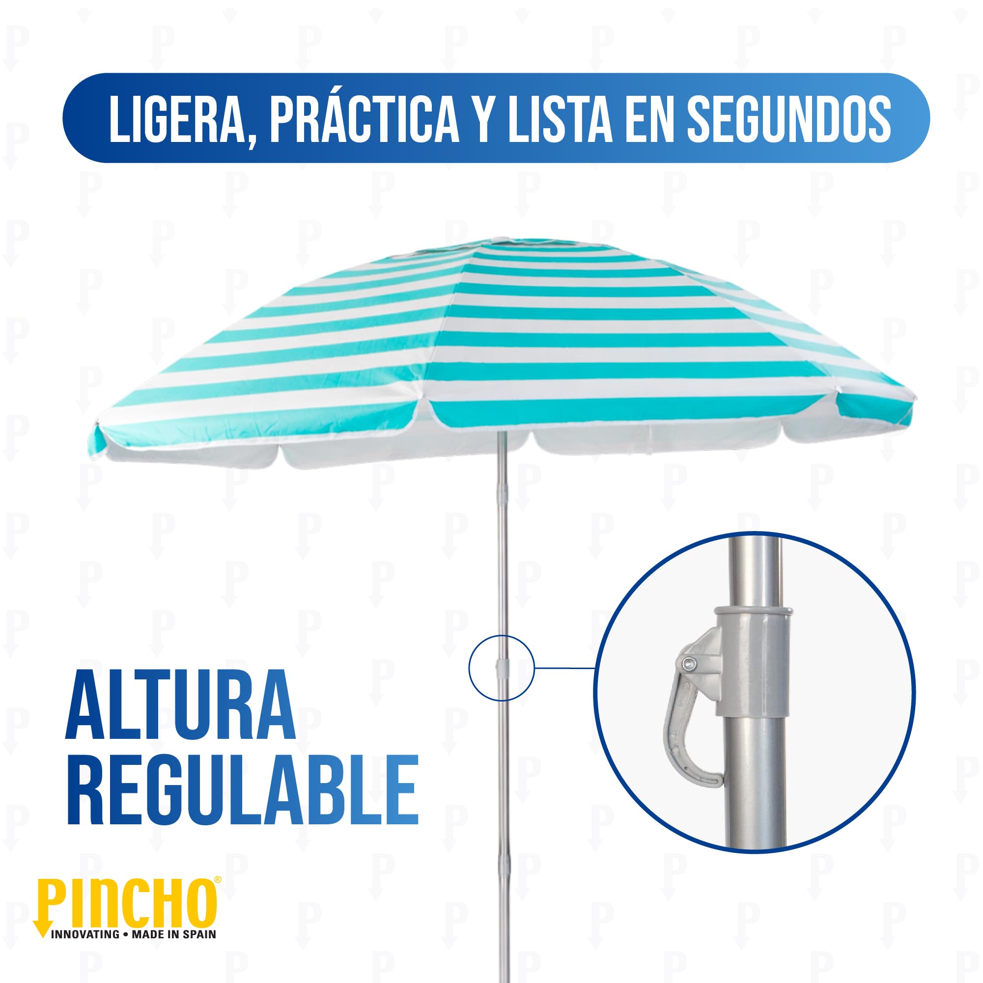 Pincho Sombrilla Playa Mochila Plegable 210CM UV50+, Ultraligera 1,5kg, Ideal para Moto, Bicicleta y Camping, Parasol Resistente al Viento con Varillas de Acero y Bolsa de Transporte