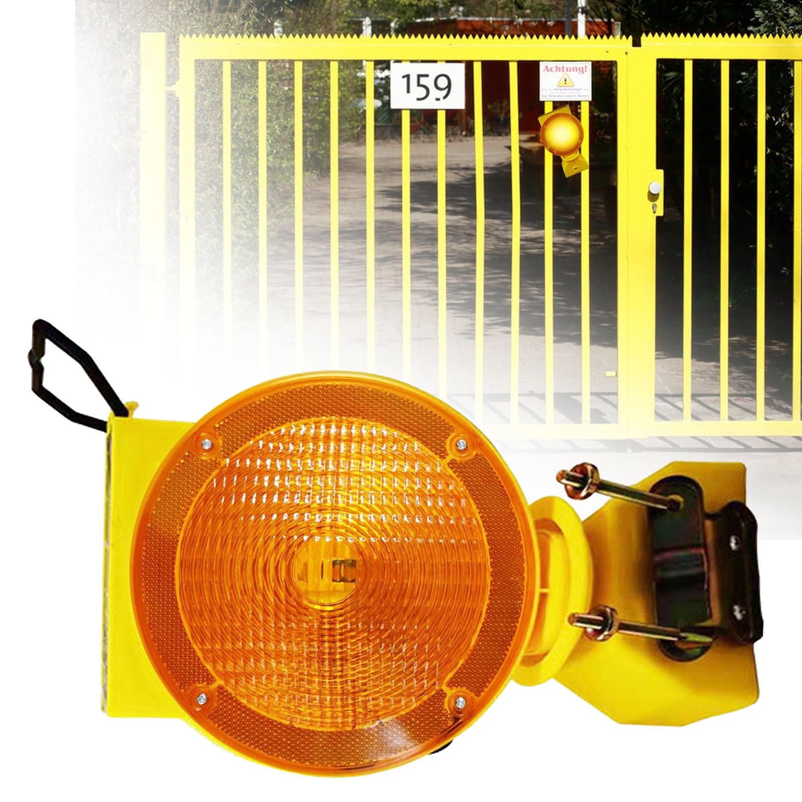 2 Stück Solar-Industrie-Warnleuchten, Solar-Blinklampe mit Haken, wiederaufladbare Sicherheitsbarrikade Warnleuchten, 3 Beleuchtungsmodi für Straßenbau und Fahrzeugnotfall