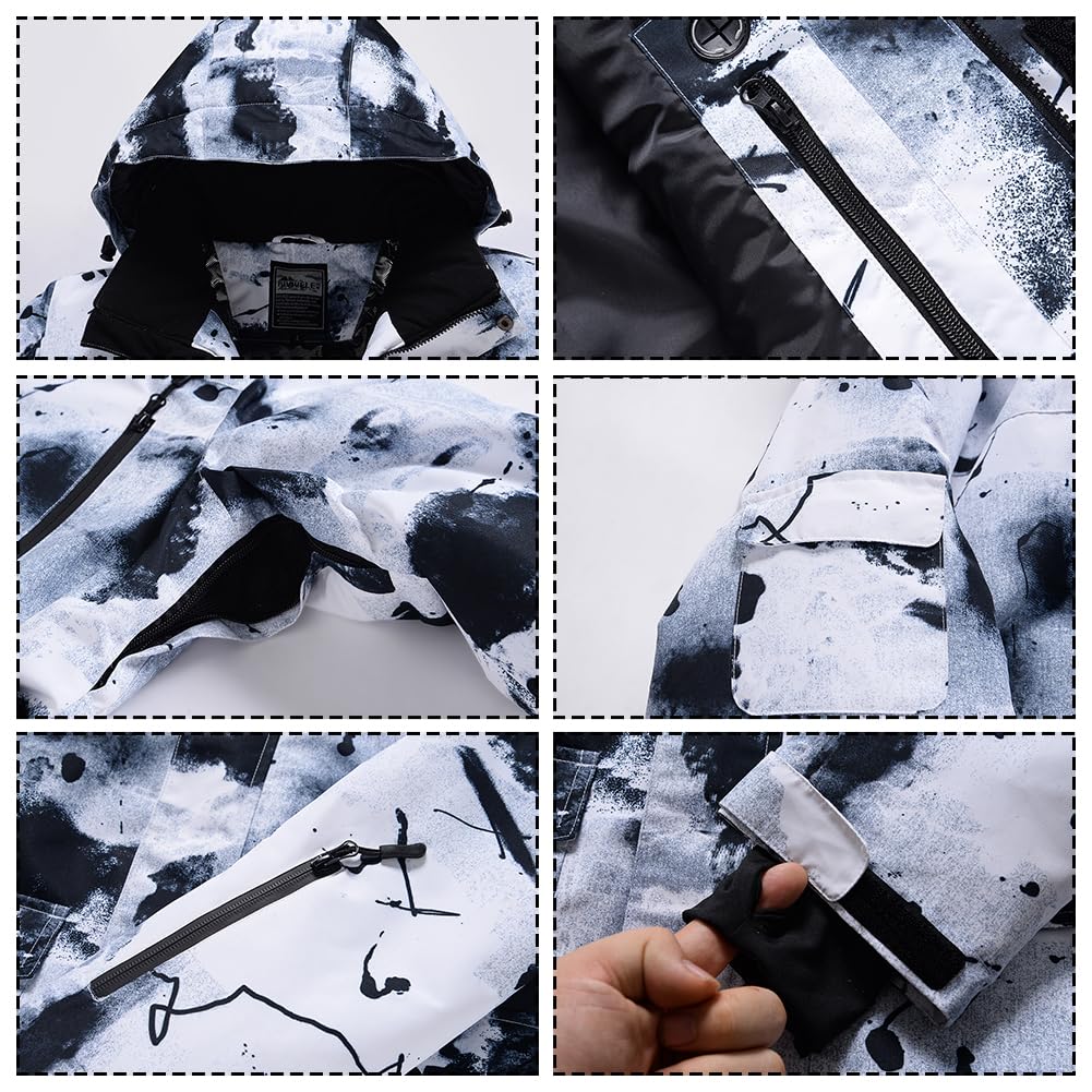RIUIYELE Conjunto de chaqueta y pantalones de esquí para hombre, aislados, impermeables, para invierno, cálido, al aire libre, esquí, snowboard, chaquetas para hombre