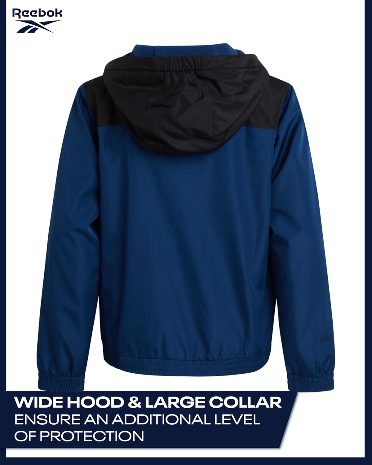 Reebok Boys Windbreaker Jacket - Lightweight Polar Fleece Lined Water and Wind Resistant Hooded Zip Up Jacket for Boys Batik Blue 18-20 image 6 of 7 B0FJMVLSNT