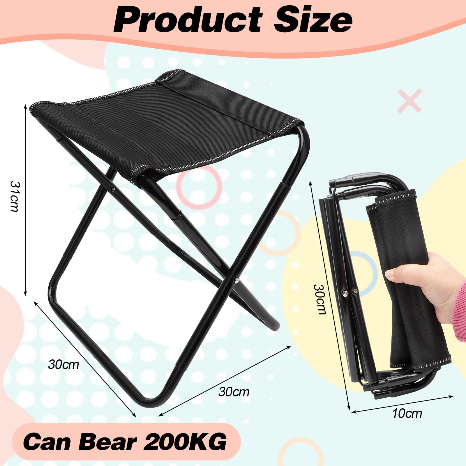 Klapphocker Camping - Faltbarer Hocker Für Outdoor Mit 200kg Tragkraft