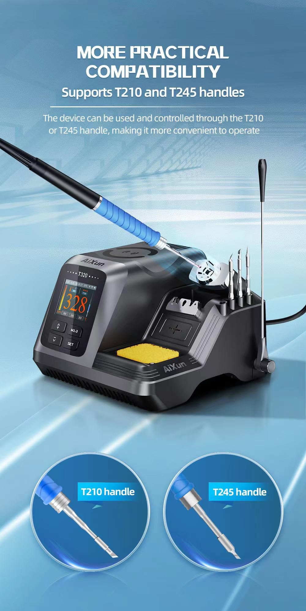 Inteligentna stacja lutownicza 200 W z uchwytem T210 i uchwytem T245