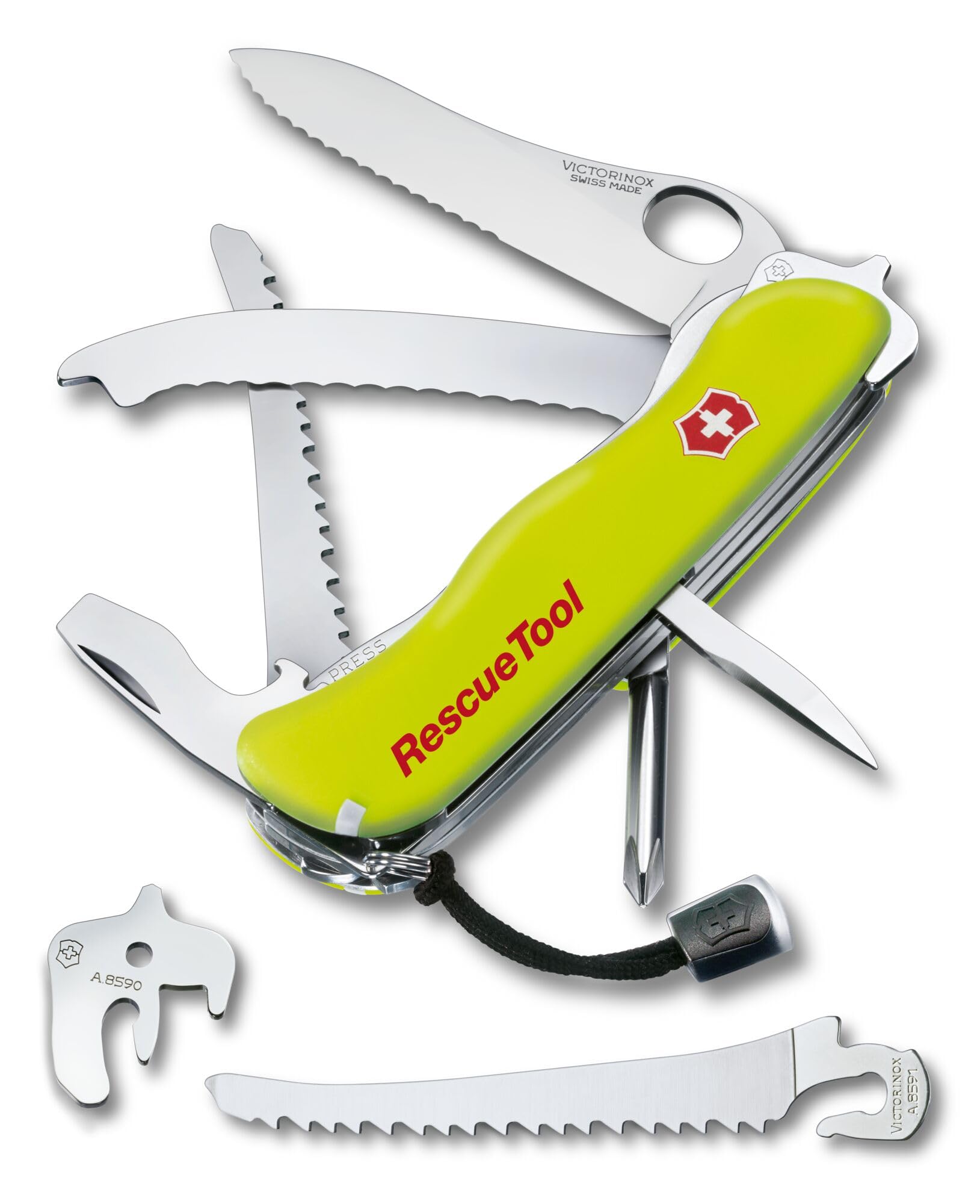 Victorinox Taschenmesser Rescue Tool (14 Funktionen, Frontscheibensäge, Gurtenschneider, Scheibenzertrümmerer) gelb