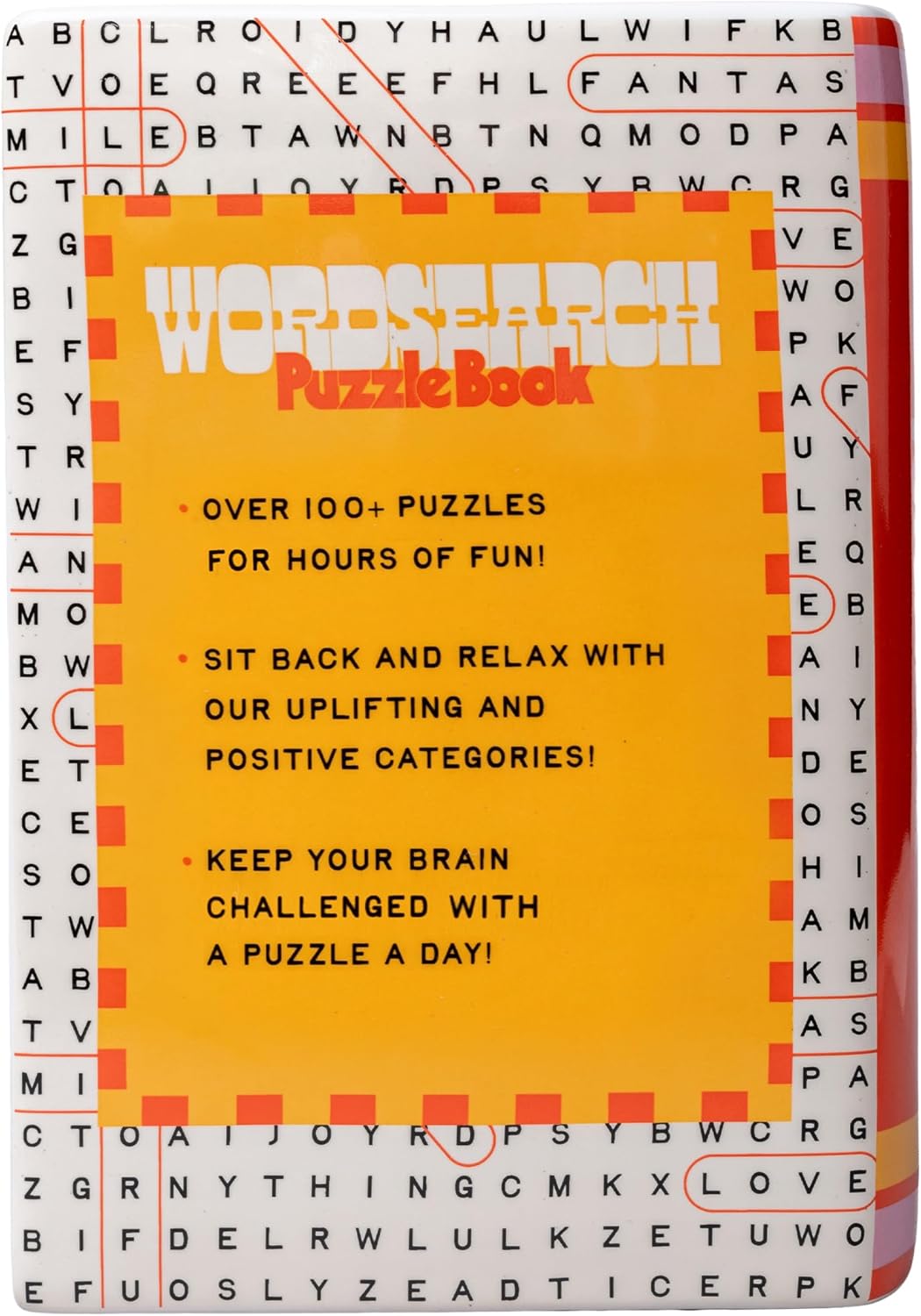ban.do Decorative Book Shaped Vase, Word Search Ceramic Vase, Shelf Decor for Home or Office (Word Search)