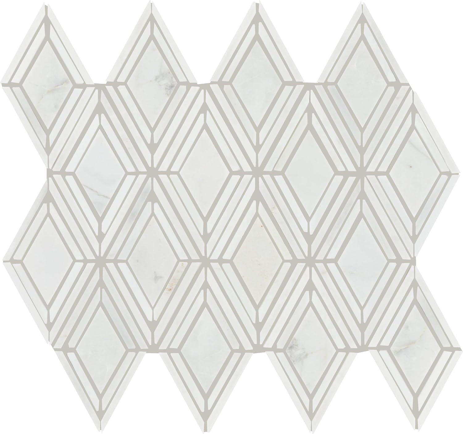 Daltile Decorative Accents 3'' x 4'' Natural Stone Mosaic in Polished Argyle Blend White for Backsplashes, Floors, or Walls (10 PCs per Carton) (7 SQ Ft per Carton)