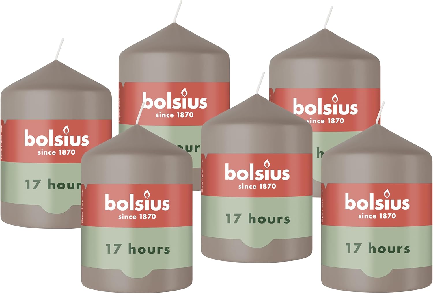 Bolsius - Pillar Candle - Light Pink - 12 cm - Burning Time 33 Hours - with Natural Extracts - Natural Plant Wax - Without Palm Oil