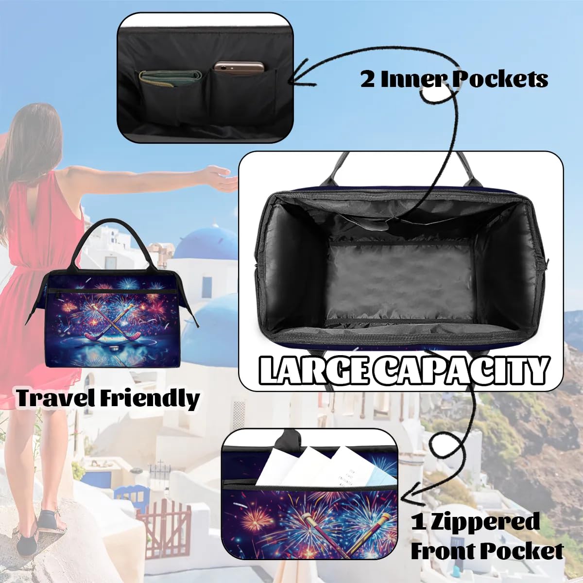 Sac de sport de hockey pour femmes, hommes, enfants, garçons et filles, sac de week-end, sac fourre-tout de 24 L pour le sport, la gym, le yoga, couleur, Big, Organiseur de sac