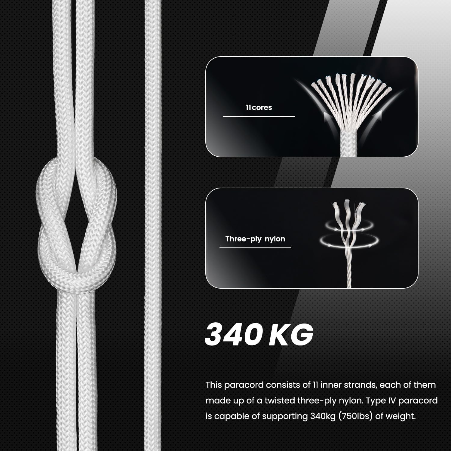 Paracorde Tuff Rope Pro 750 - 30m Résistance 350kg | Nylon 9 Brins Pour Survivalisme Et Camping