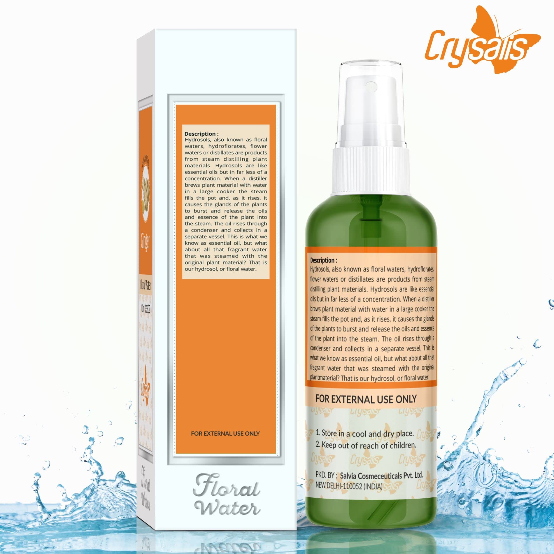 Crysalis Ginger (Zingiber officinale) Floral Water - 3.38 Fl Oz (100ml)