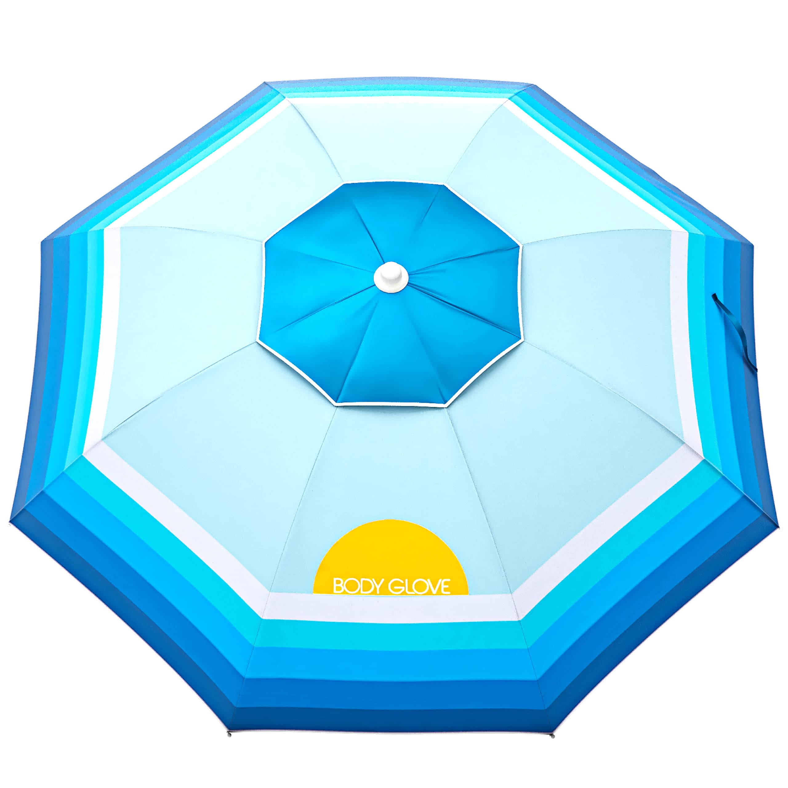 Body Glove Beach Umbrella - 7 Ft Heavy Duty Portable Beach Umbrellas for Sand & Sun UPF 50+ Protection, Wind & Sand Anchor for Strong Stability - Large Vented Umbrella for Beach + 2-Way Tilt System