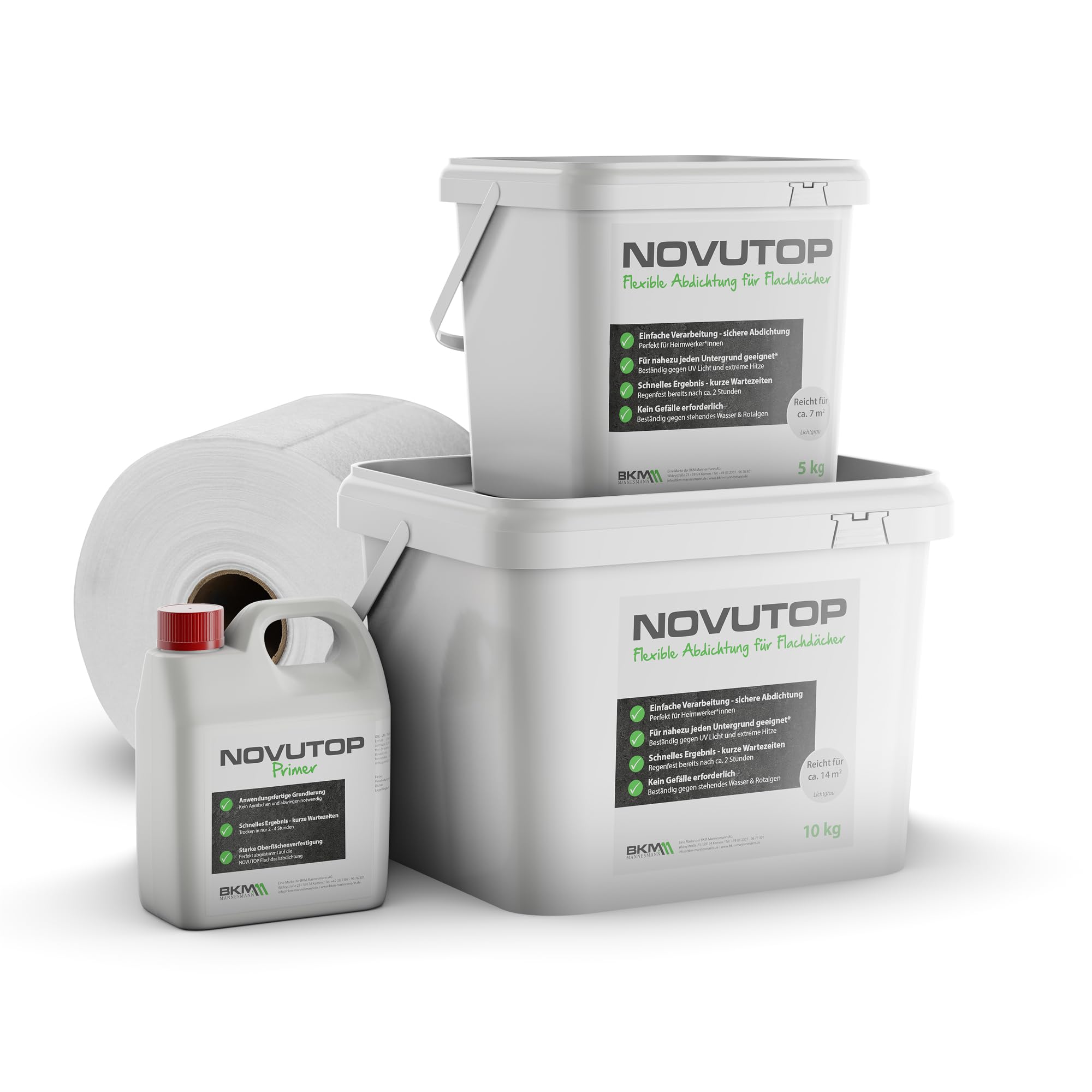 NovuTop PU Flachdachabdichtung Set 21m² begehbar +Vlies